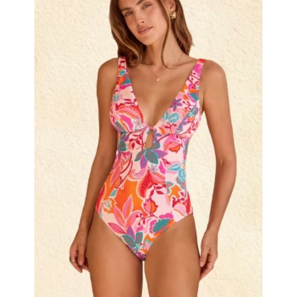 CUPSHE One Piece Swimsuit Womens XL Pink Floral‎ Tropical